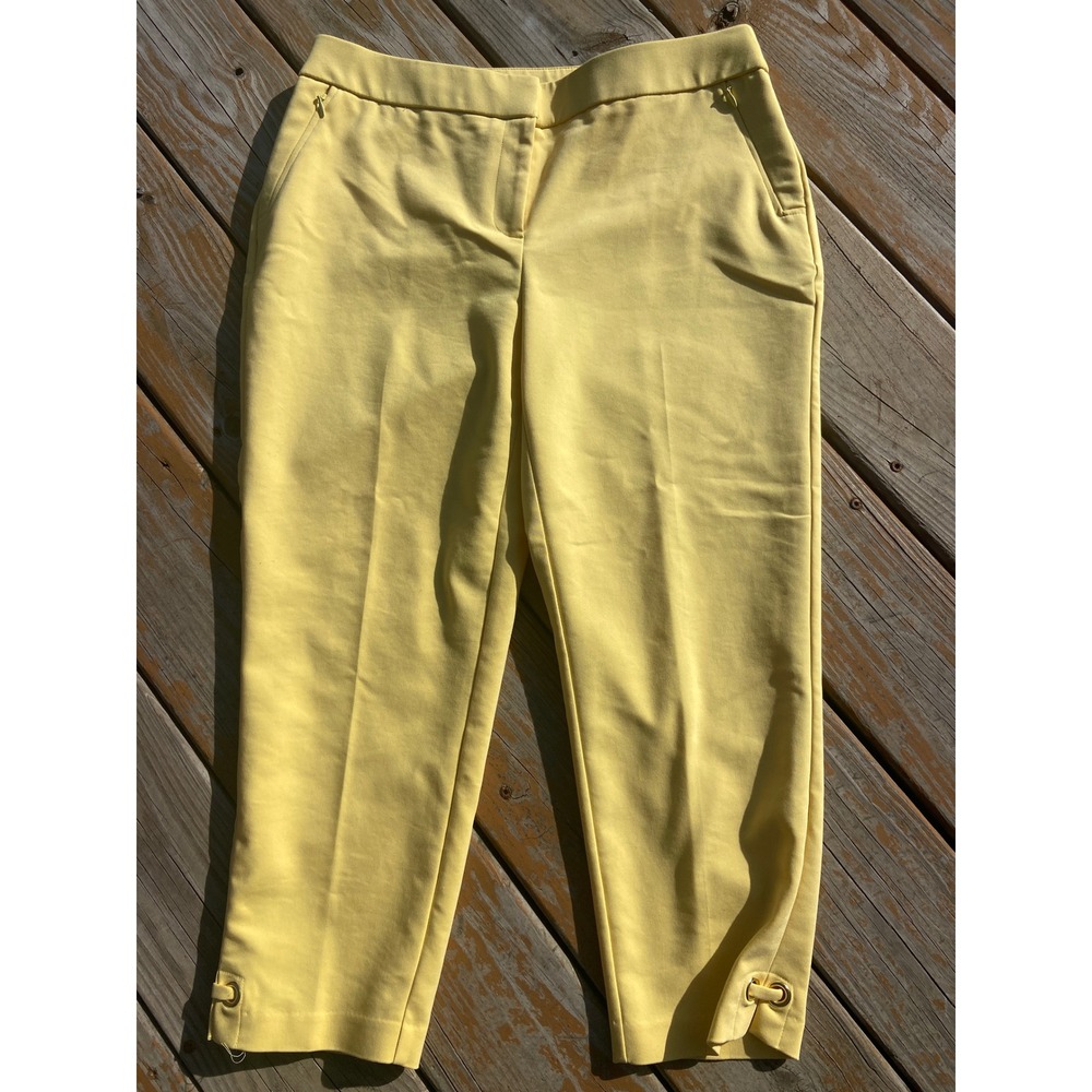 Rafaella Curvy Yellow Ankle Pants Grommet Detail Tapered Leg Womens Size 8